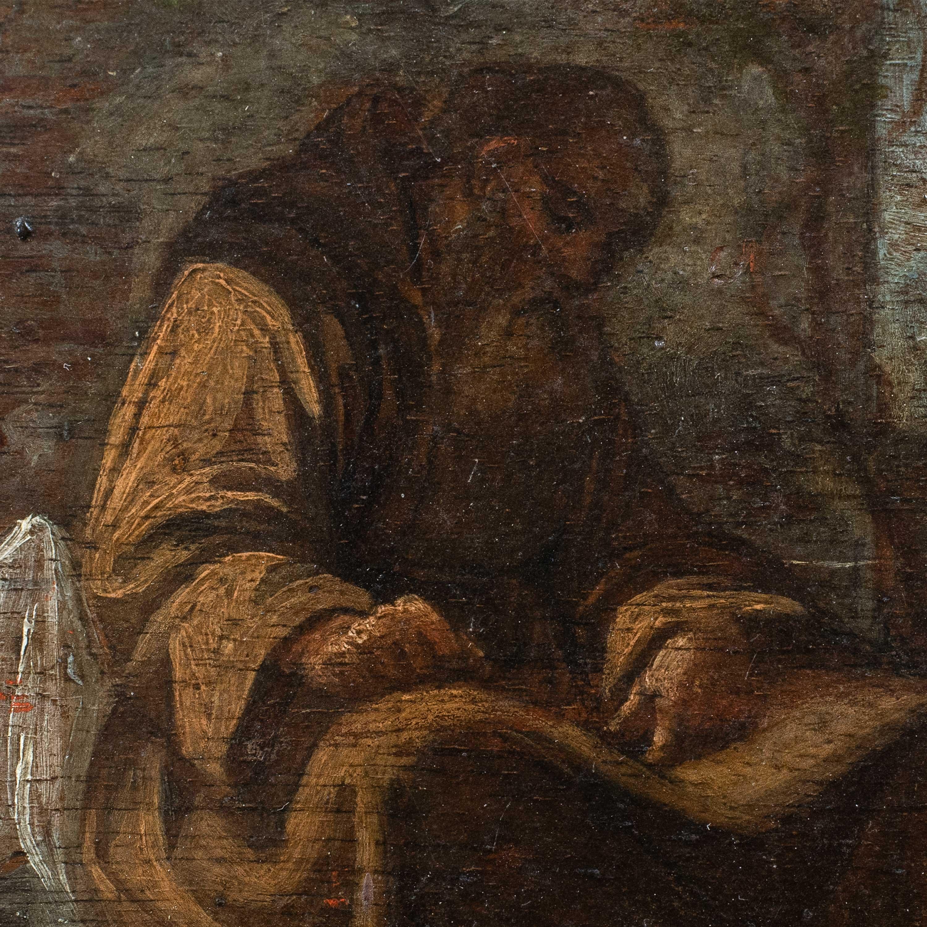 Pittore italiano barocco - Pittura di figura del 17°-18° secolo - Frate francescano in - Painting di Unknown