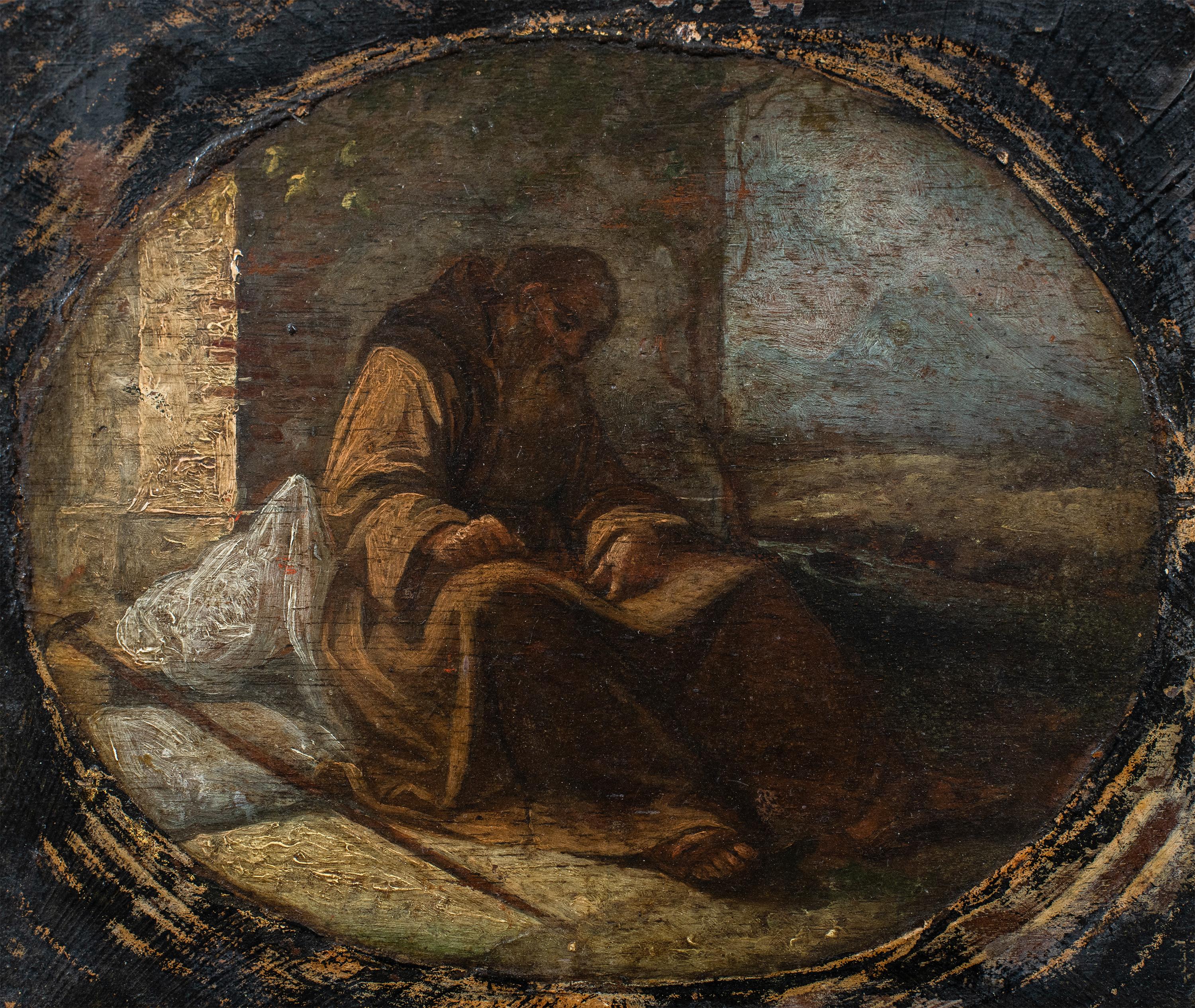 Baroque Italian painter - 17T18th century figure painting - Franciscan friar in