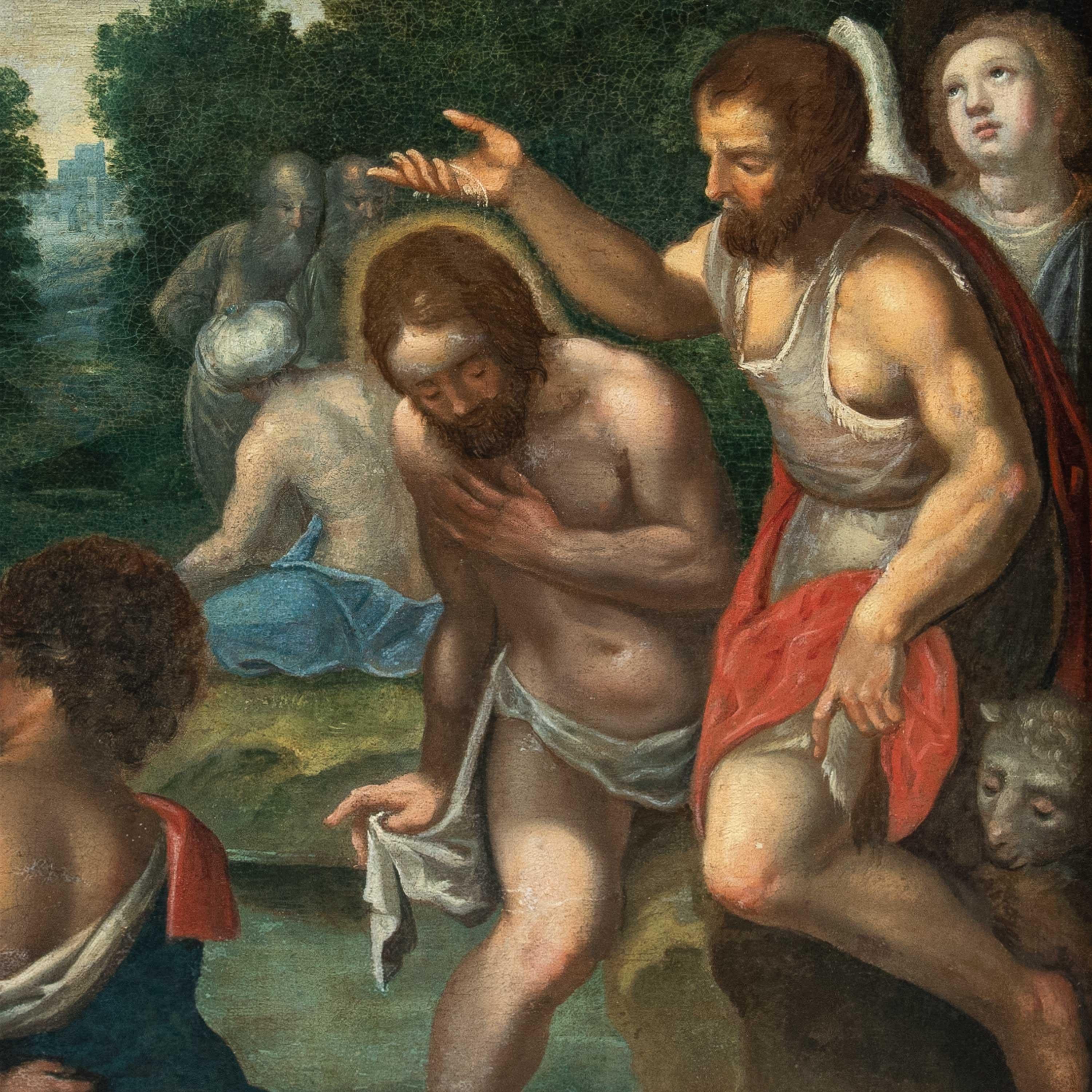Pintor barroco italiano - pintura de figuras del siglo XVII - Bautismo de Jesús - Painting de Unknown