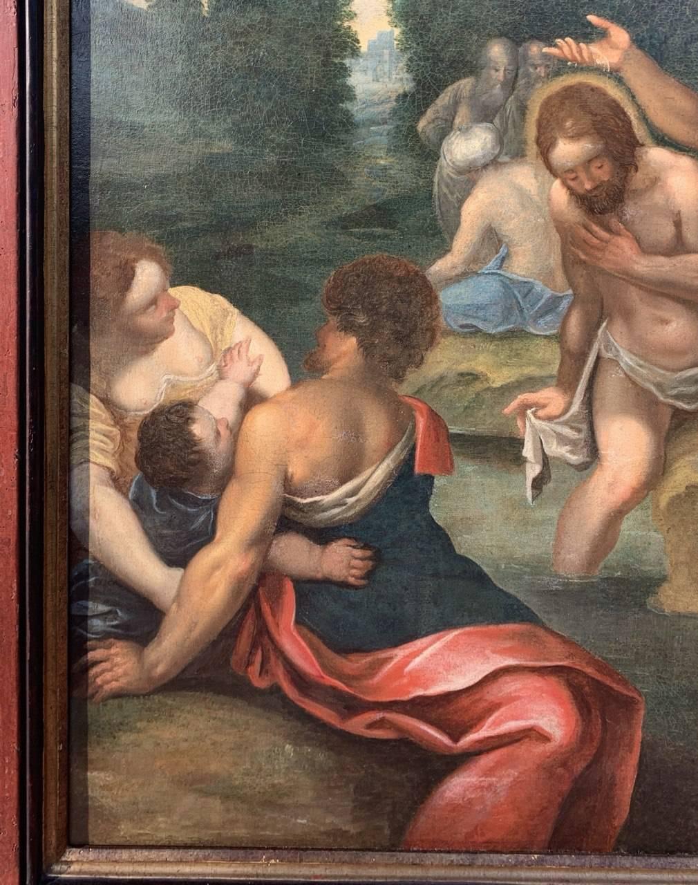 Pintor barroco italiano - pintura de figuras del siglo XVII - Bautismo de Jesús en venta 1