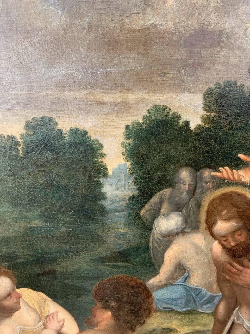 Pintor barroco italiano - pintura de figuras del siglo XVII - Bautismo de Jesús en venta 2