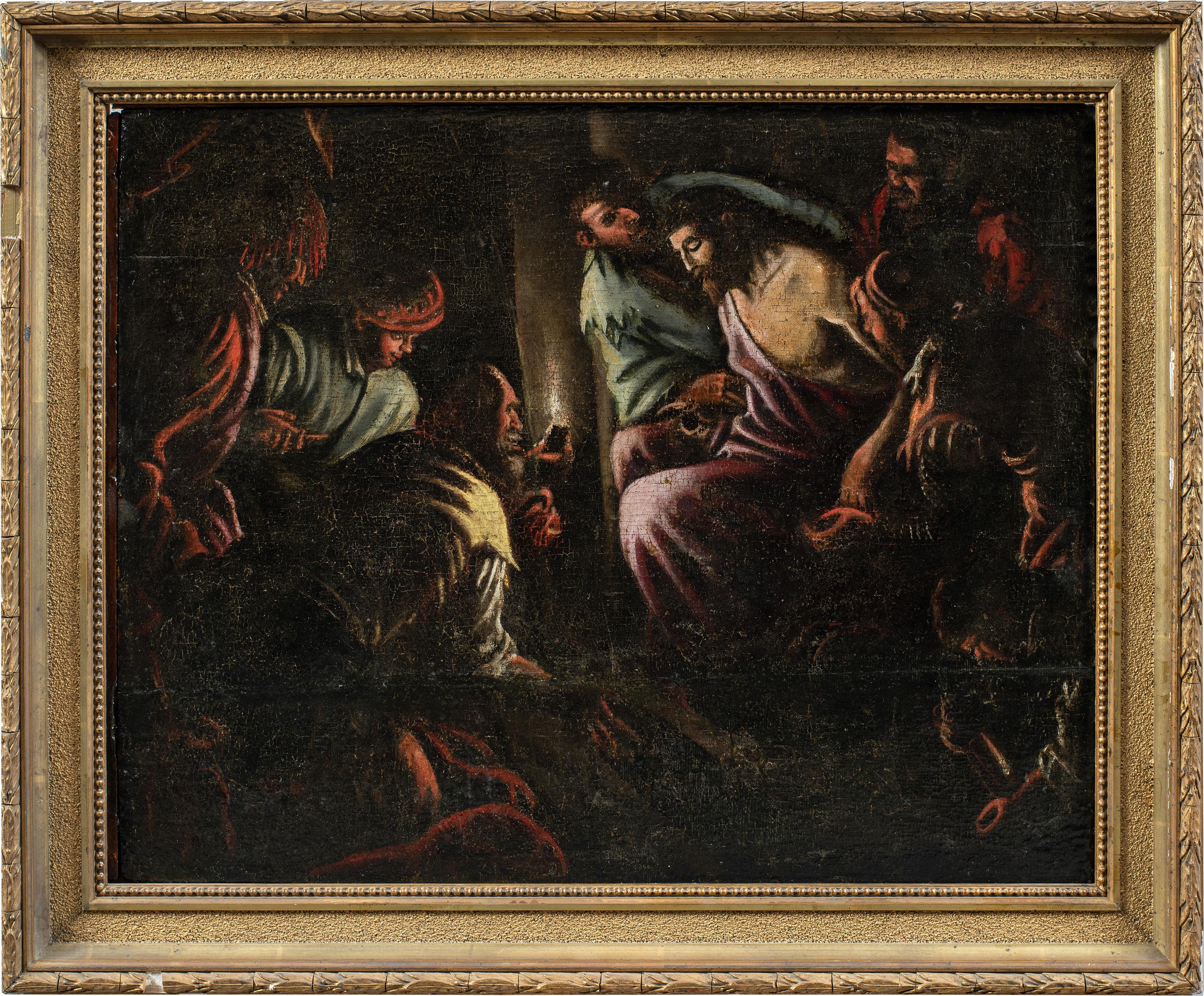 Follower of Jacopo Bassano - Pintura de figuras del siglo XVII - Cristo burlado