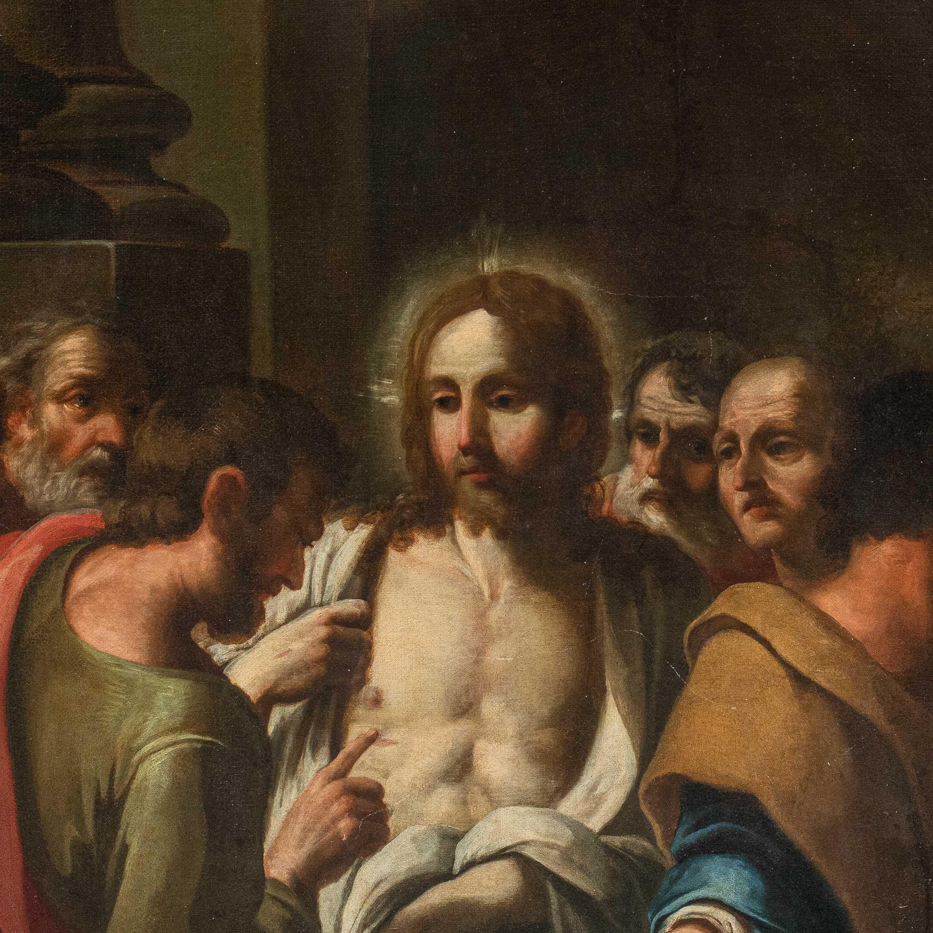 Pittore italiano barocco - Pittura di figura del XVII secolo Incredulità di Thomas - Painting Barocco di Unknown