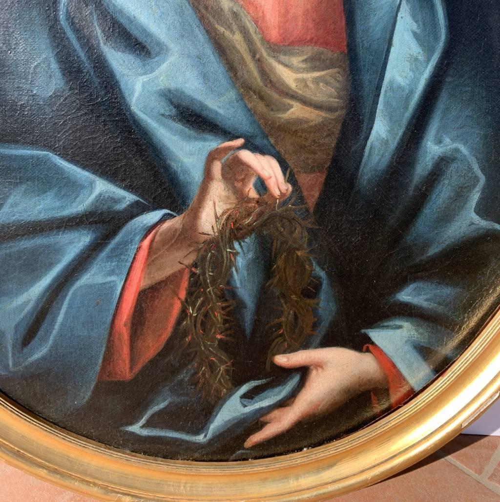 Maître italien (XVIIe siècle) - Madone des Douleurs avec couronne d'épines.

99 x 74 cm sans cadre, 107 x 83 cm avec cadre.

Peinture ancienne à l'huile sur toile, dans un cadre en bois doré.

Rapport de condition : Toile doublée. Bon état de la