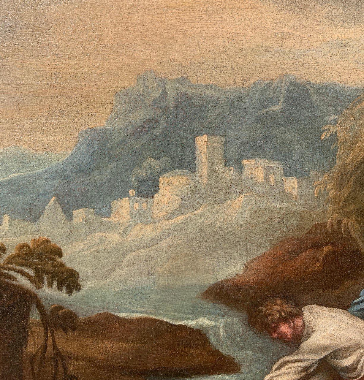 Pintor barroco italiano - Paisaje del siglo XVII - Pescadores en venta 6