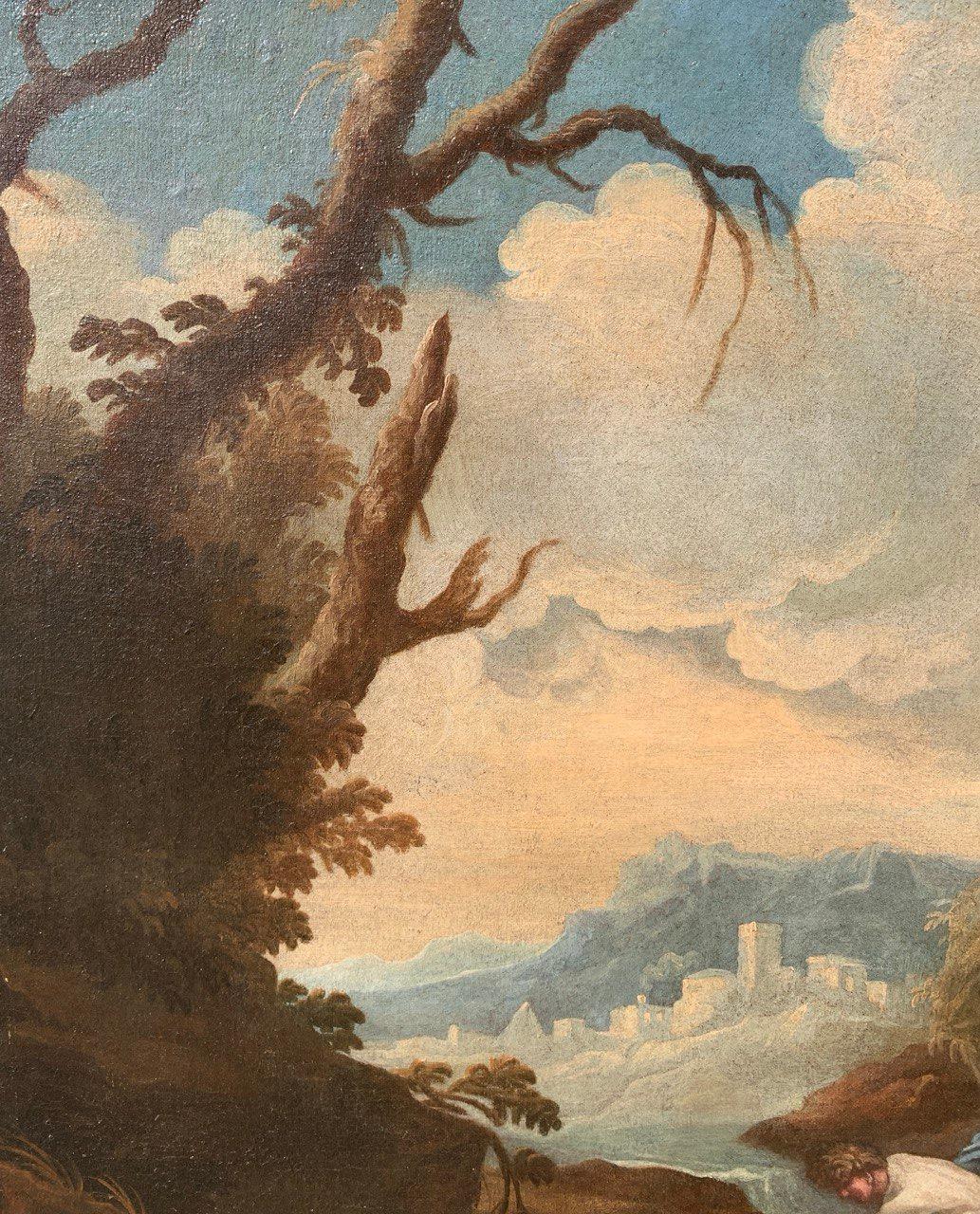 Pintor barroco italiano - Paisaje del siglo XVII - Pescadores en venta 3