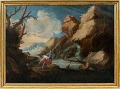 Baroque Italian painter - 17th century landscape painting - Fishermen