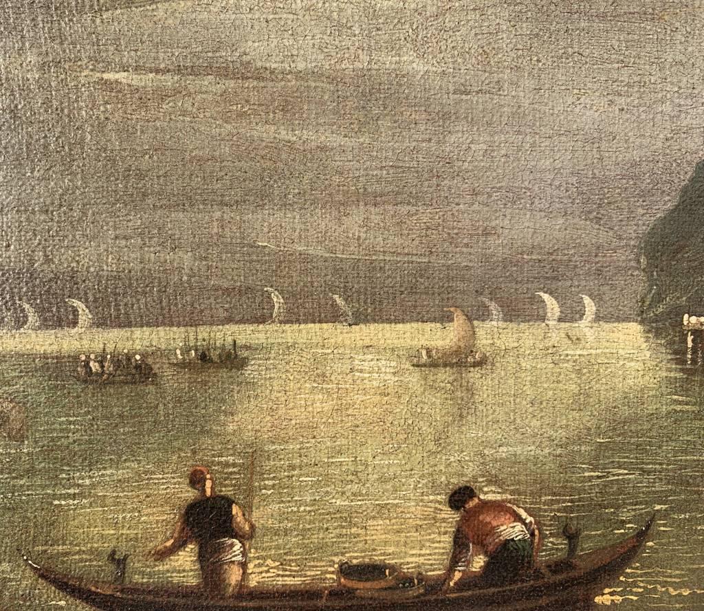 Baroque Italian painter - 17th century landscape painting - Moonlight sea For Sale 6