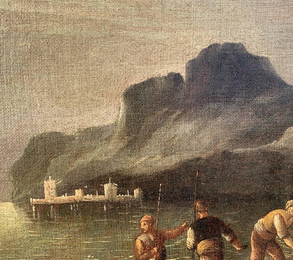 Peintre italien baroque - Peinture de paysage du XVIIe siècle - Mer au clair de lune en vente 6