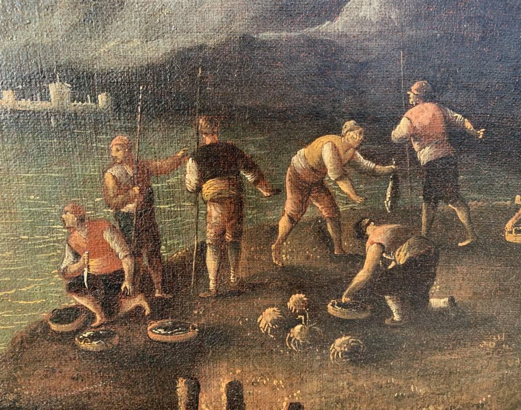 Peintre italien baroque - Peinture de paysage du XVIIe siècle - Mer au clair de lune en vente 3