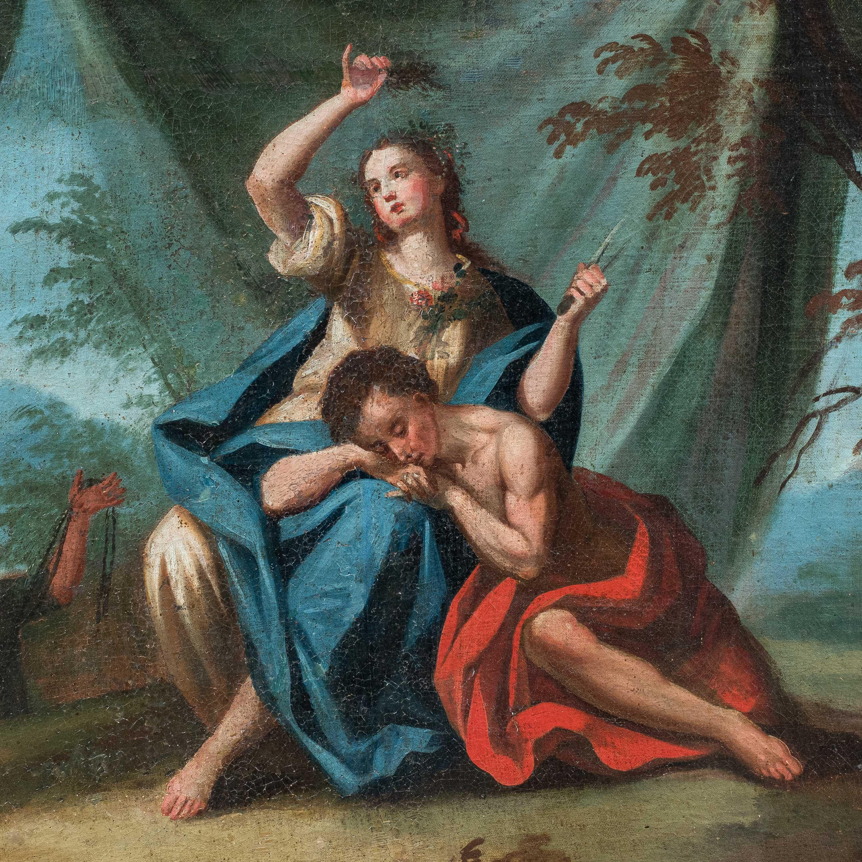 Baroque Italian painter - 18th century figure painting - Samson Delilah - Painting by Unknown