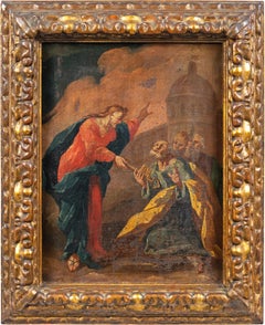 Baroque Italian painter - 18th century figure sketch painting - Christ St. Peter