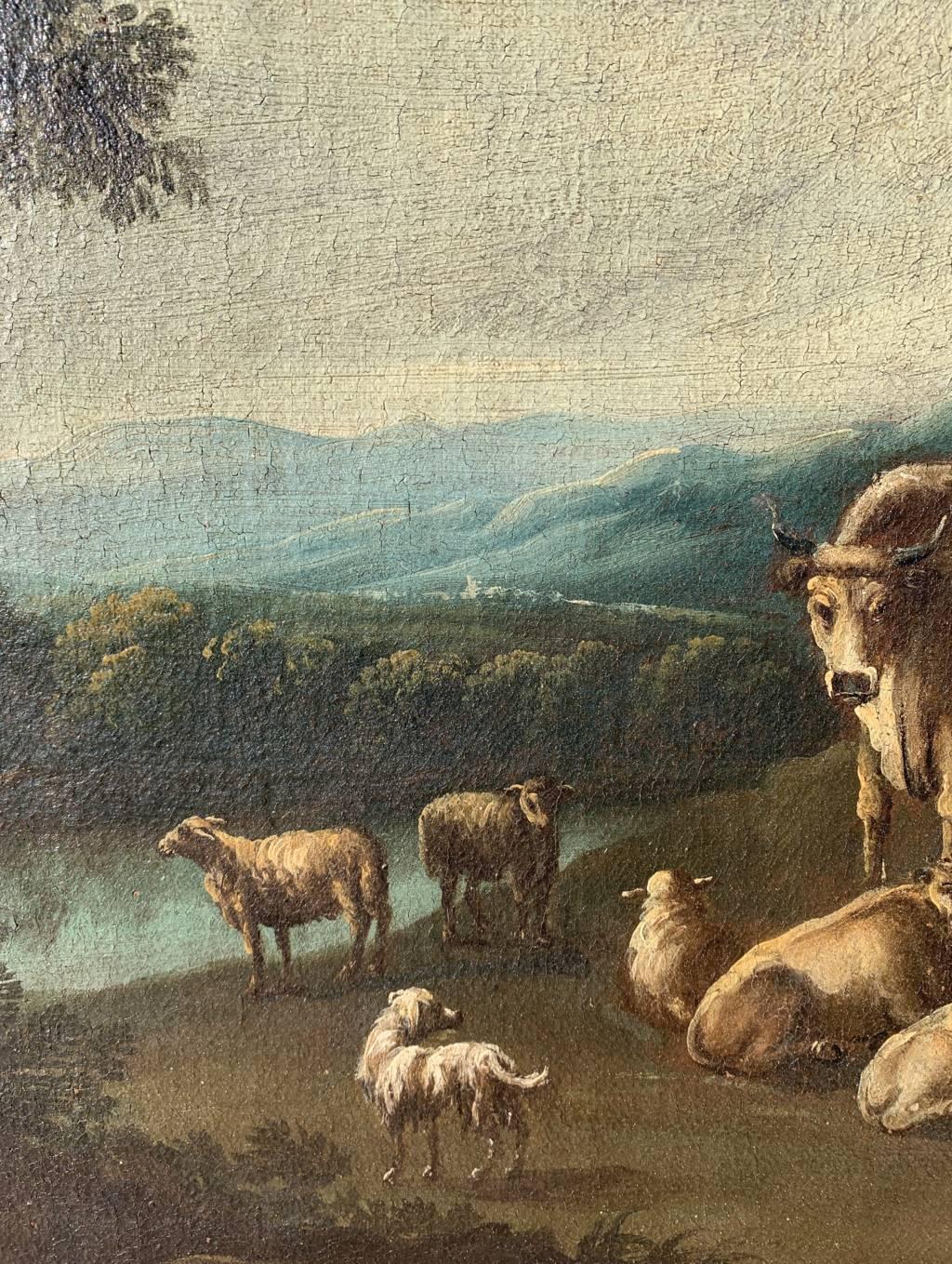 Baroque Italian painter - 18th century landscape painter - Sheperds  For Sale 1
