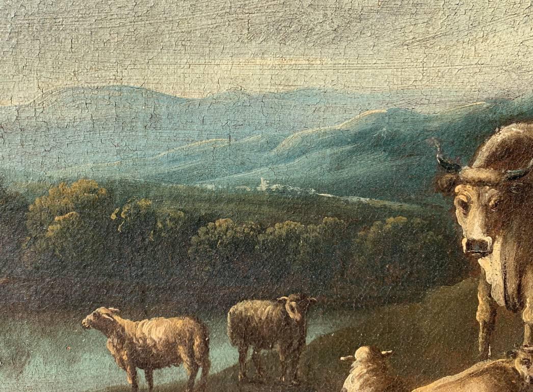 Baroque Italian painter - 18th century landscape painter - Sheperds  For Sale 2