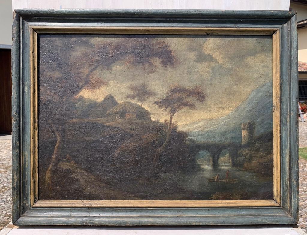 Baroque Italian painter - 18th century painting - Landscape figures  - Painting by Unknown
