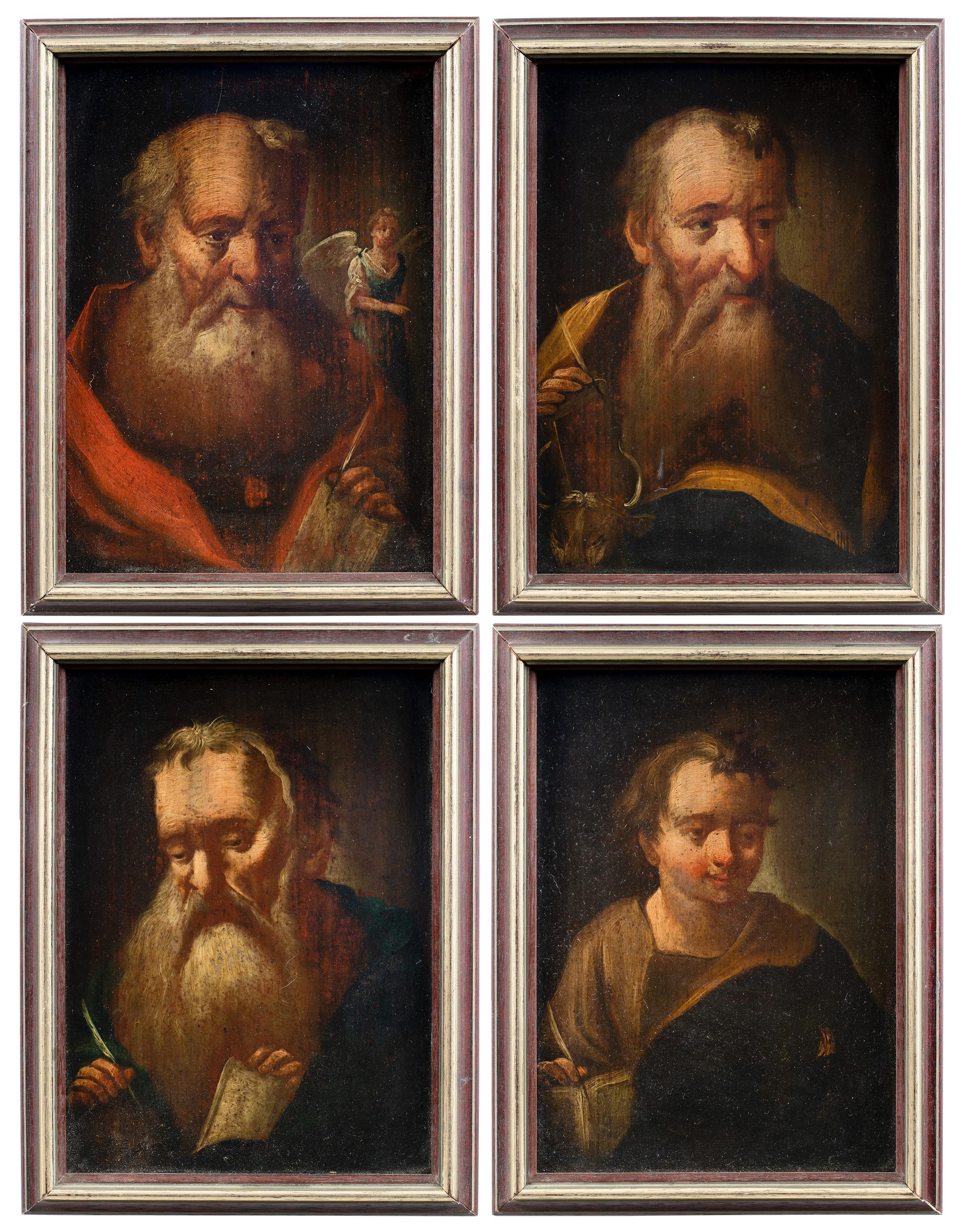 Baroque Italian painter - Set of four 18th century figure paintings - Evangelist For Sale 14