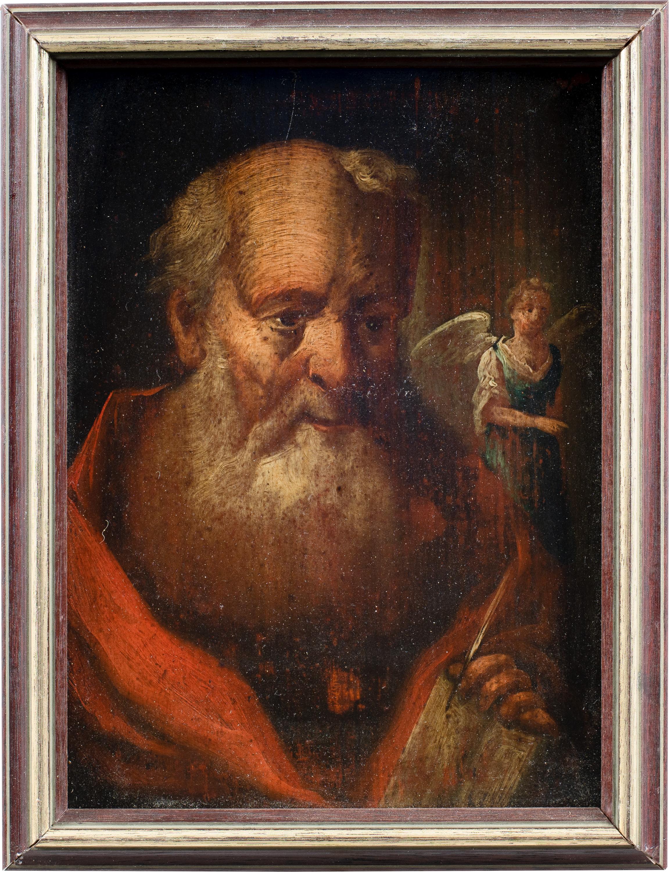 Italienischer Barockmaler des Barock – Satz von vier Figurengemälden aus dem 18. Jahrhundert – Evangelist – Painting von Unknown