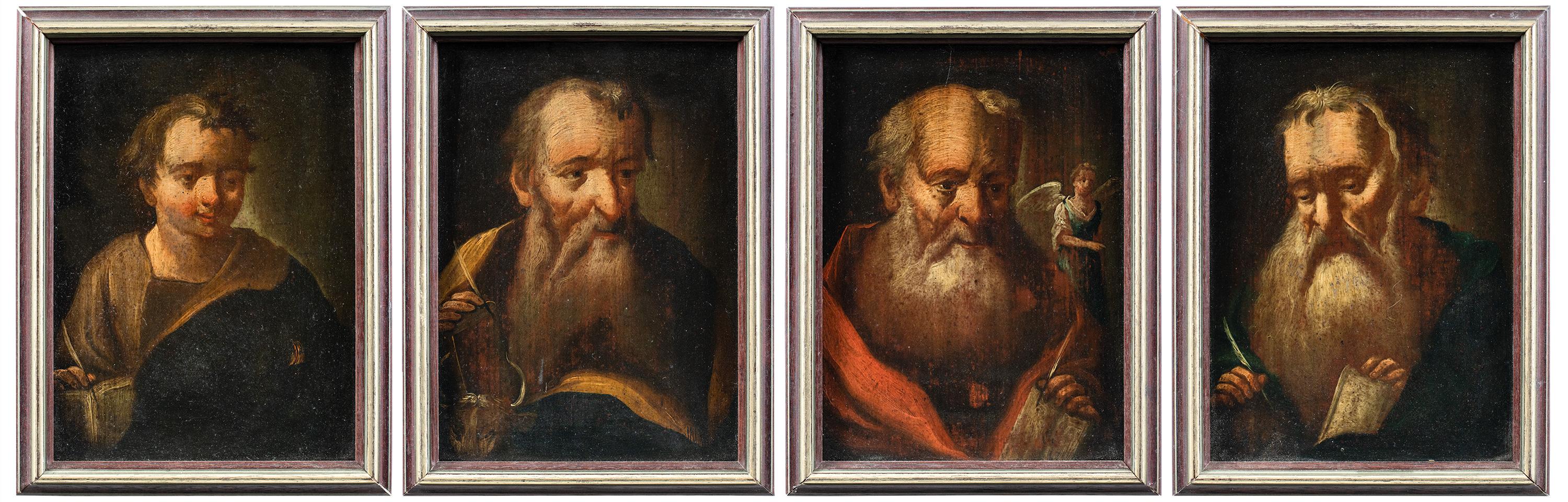 Pintor barroco italiano - Conjunto de cuatro pinturas de figuras del siglo XVIII - Evangelista