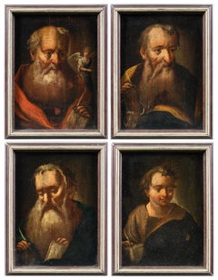Baroque Italian painter - Set of four 18th century figure paintings - Evangelist