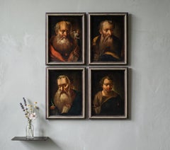Pintor barroco italiano - Conjunto de cuatro pinturas de figuras del siglo XVIII - Evangelista