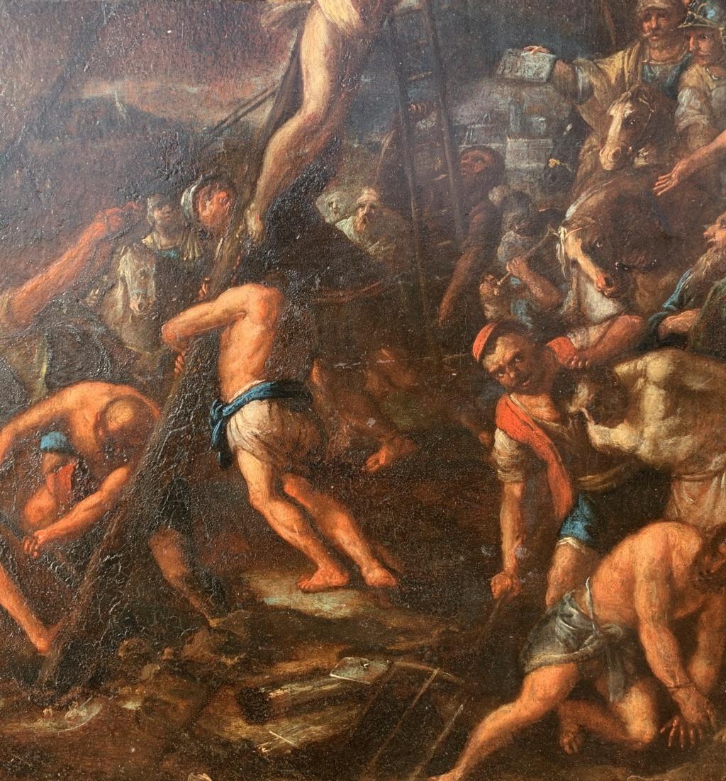 Pintor barroco florentino - Pintura de figuras del siglo XVII - Crucifixión - Figurative Painting Negro de Unknown