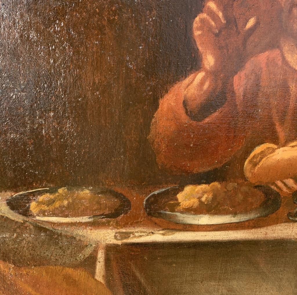 Baroque master (Italian school) - 17th century figure painting - Emmaus supper - Old Masters Painting by Unknown