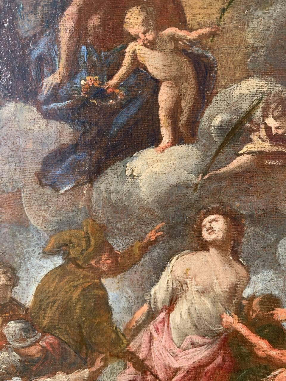 Neapolitanischer Meister (17.-18. Jahrhundert) - Skizze zum Martyrium der Heiligen Agatha.

32 x 23,5 cm ohne Rahmen, 42 x 32 cm mit Holzständer.

Öl auf Leinwand, ohne Rahmen.

Zustandsbericht: Gefütterte Leinwand. Guter Erhaltungszustand der