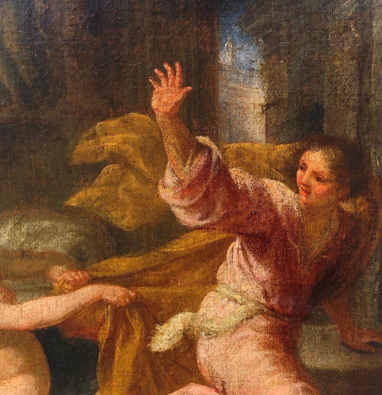 Pittore barocco napoletano - Pittura di figura del XVII secolo - Joseph Potifar moglie in vendita 6