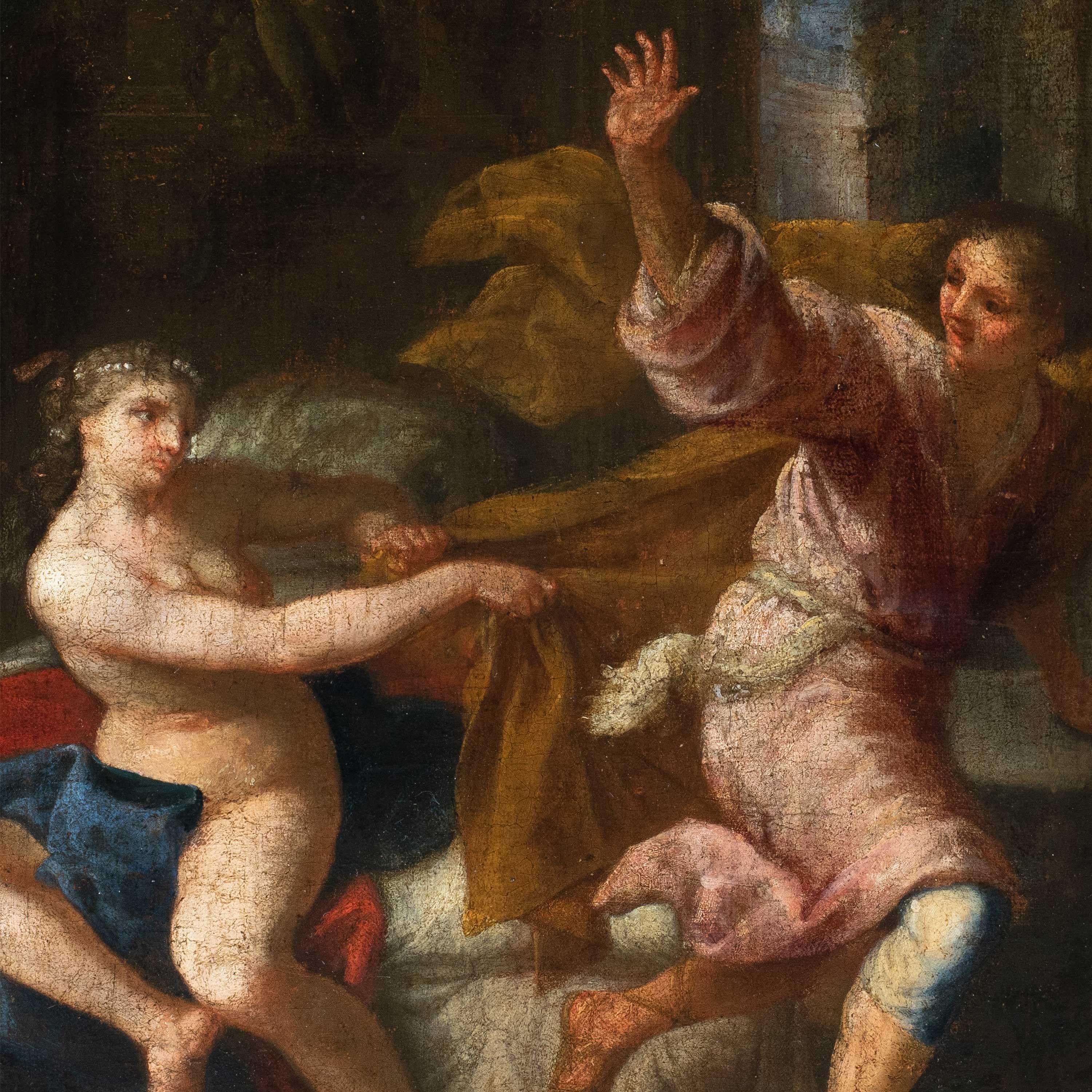 Pittore barocco napoletano - Pittura di figura del XVII secolo - Joseph Potifar moglie - Painting di Unknown