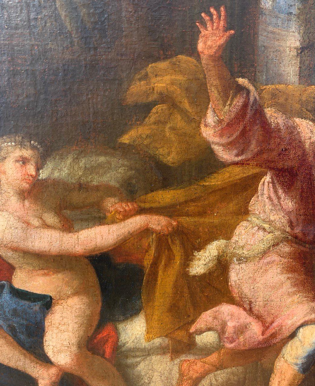 Pittore barocco napoletano - Pittura di figura del XVII secolo - Joseph Potifar moglie in vendita 3