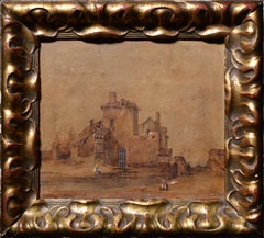 Baroque Oil Grisaille Painting on Paper by Old Master late 17th century