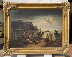 Baroque painter in Naples - late 17th century landscape - Moonlit view