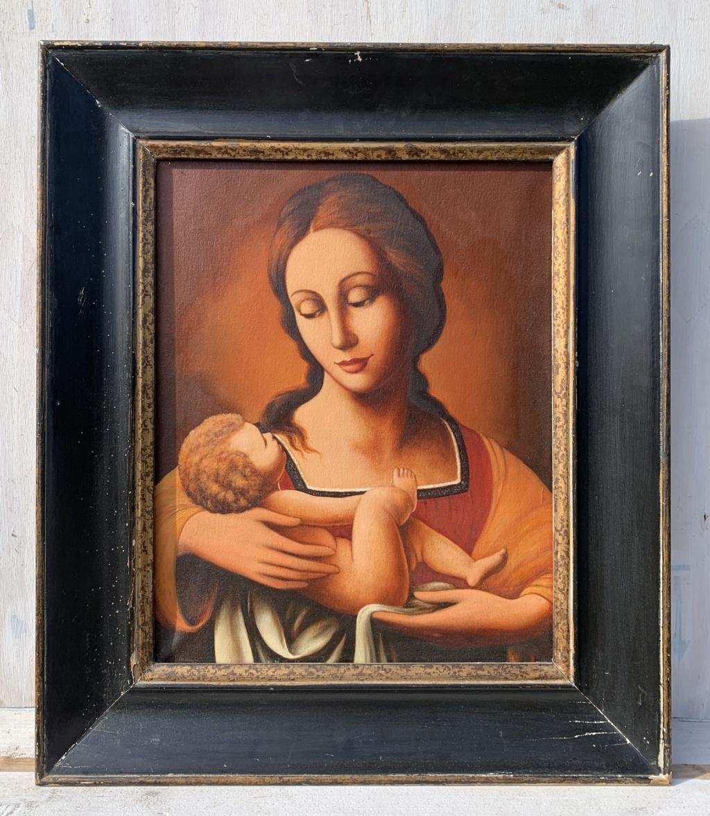 Pittore italiano di stile barocco - Dipinto di figura del 19-20° secolo - Vergine Bambino - Painting di Unknown