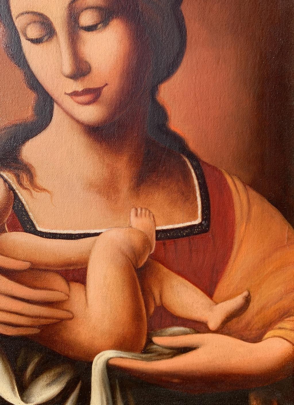 Pittore italiano di stile barocco - Dipinto di figura del 19-20° secolo - Vergine Bambino 2