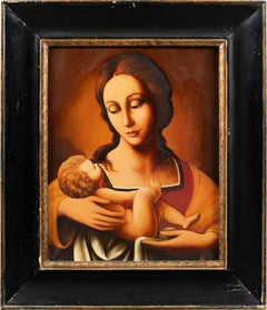 Pittore italiano di stile barocco - Dipinto di figura del 19-20° secolo - Vergine Bambino