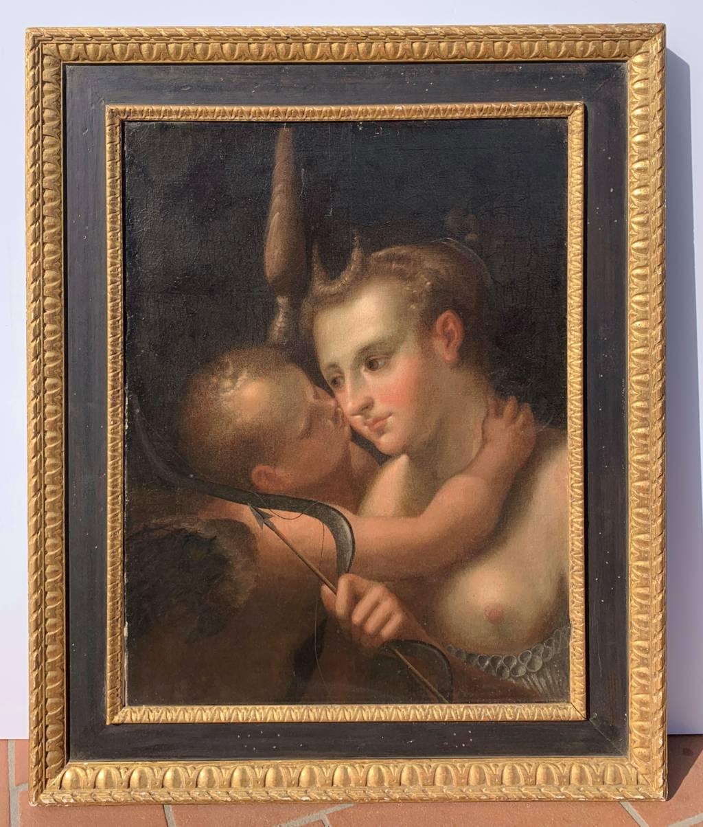 Baroque Venetian painter - 17th century figure painting - Venus Cupid  - Painting by Unknown