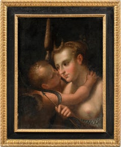 Antique Baroque Venetian painter - 17th century figure painting - Venus Cupid 