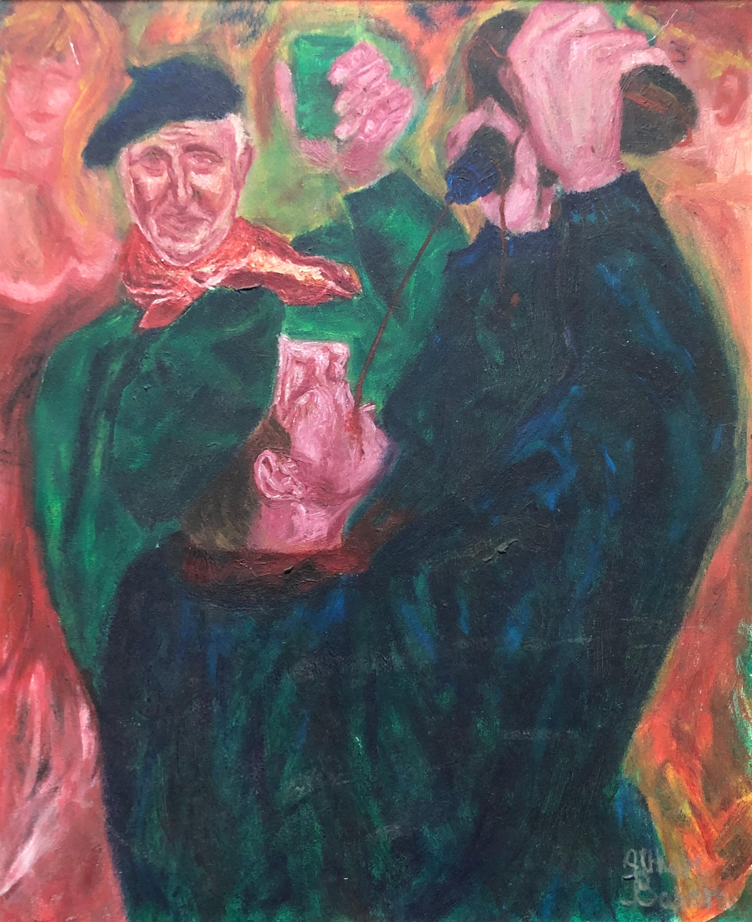 Portrait Painting Unknown - Festival de Basque, huile sur toile, Signature à identifier