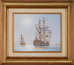 Battle Of The USS Constitution - Original Oil On Canvas