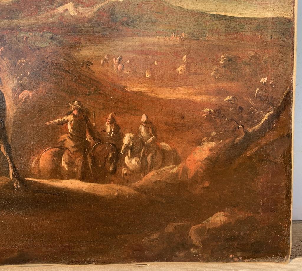 Pintor de batallas - Pintura paisajista del siglo XVII - Caballero saluda a esposa - Italia 3