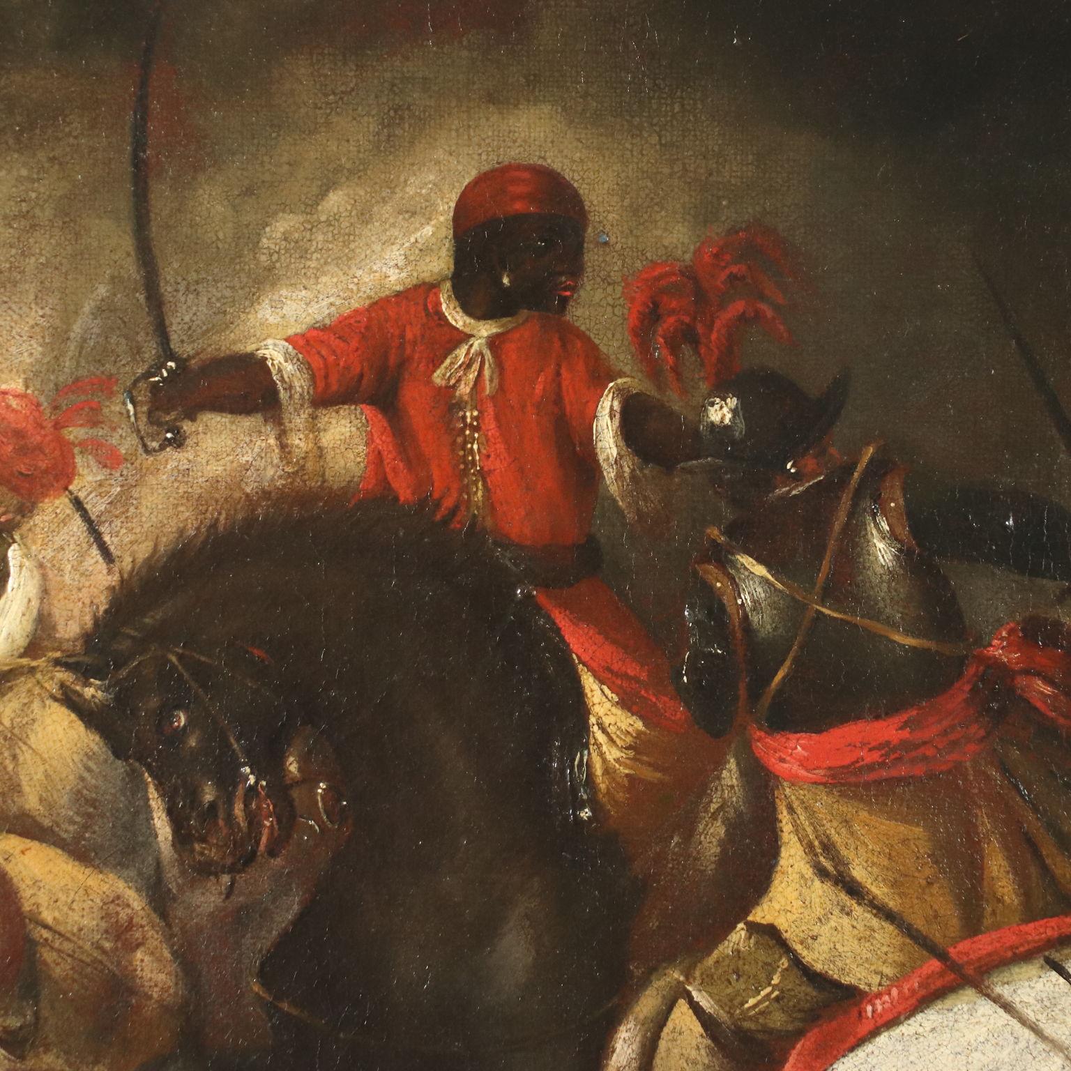 Battle Scene Oil On Canvas 17th 18th Century 1