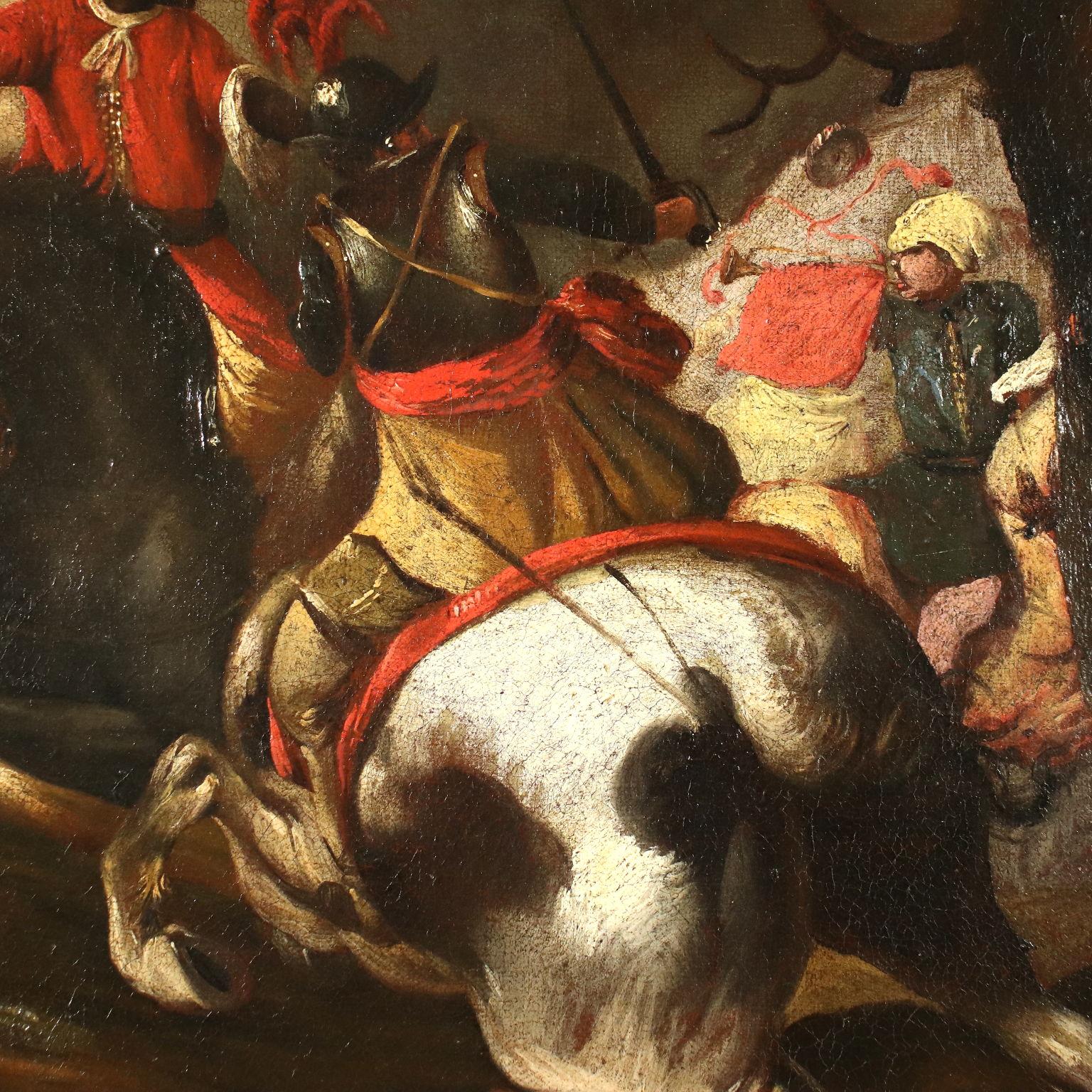 Battle Scene Oil On Canvas 17th 18th Century 4