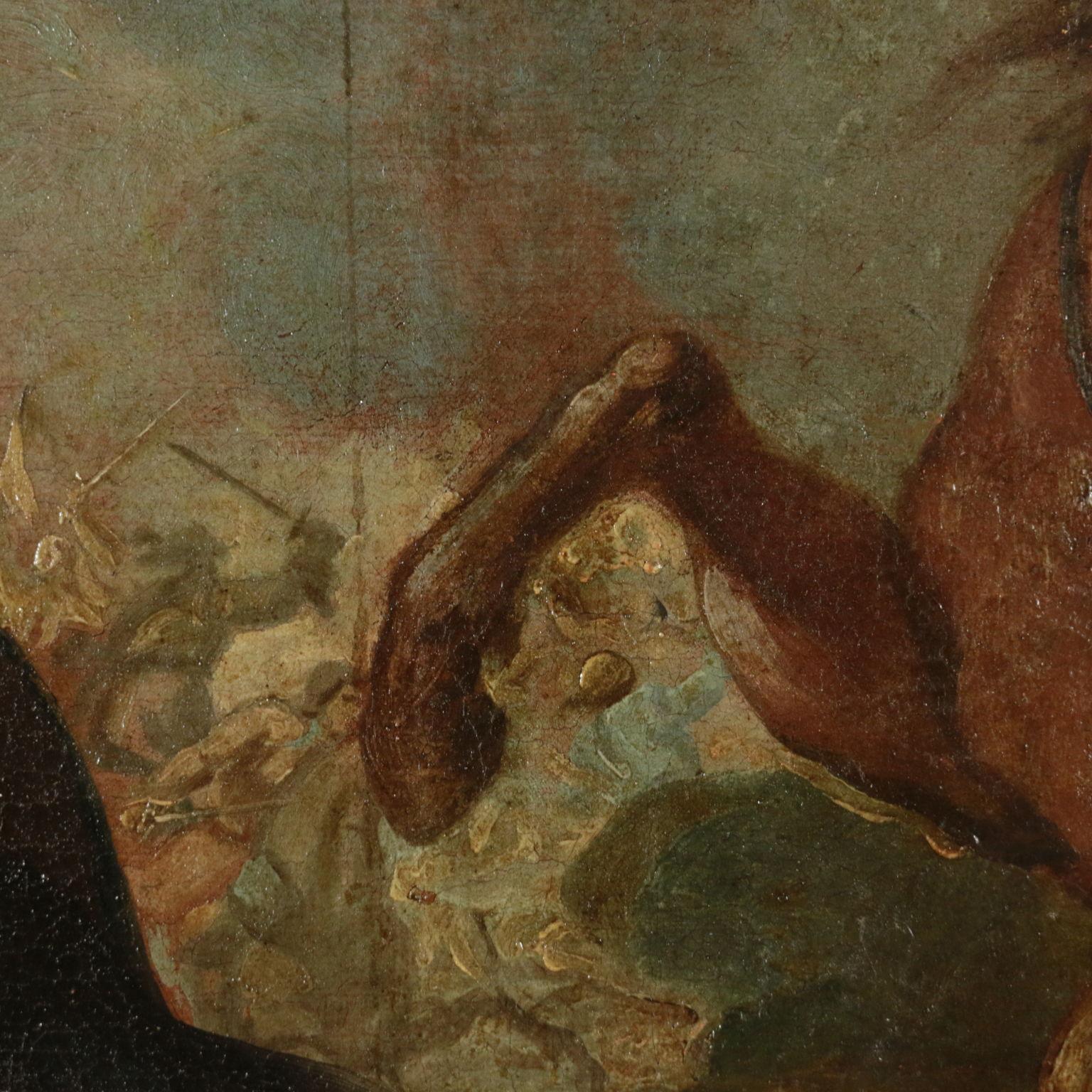 Escena de batalla Óleo sobre lienzo Siglo XVII en venta 2