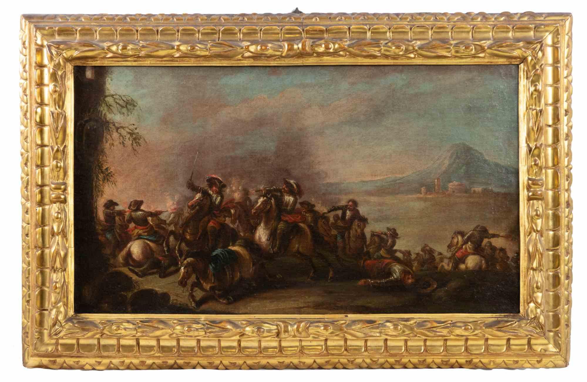 Unknown Figurative Painting - Battle Scene - Painting - 18th Century 