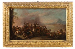 Antique Battle Scene - Original Painting - 18th Century 