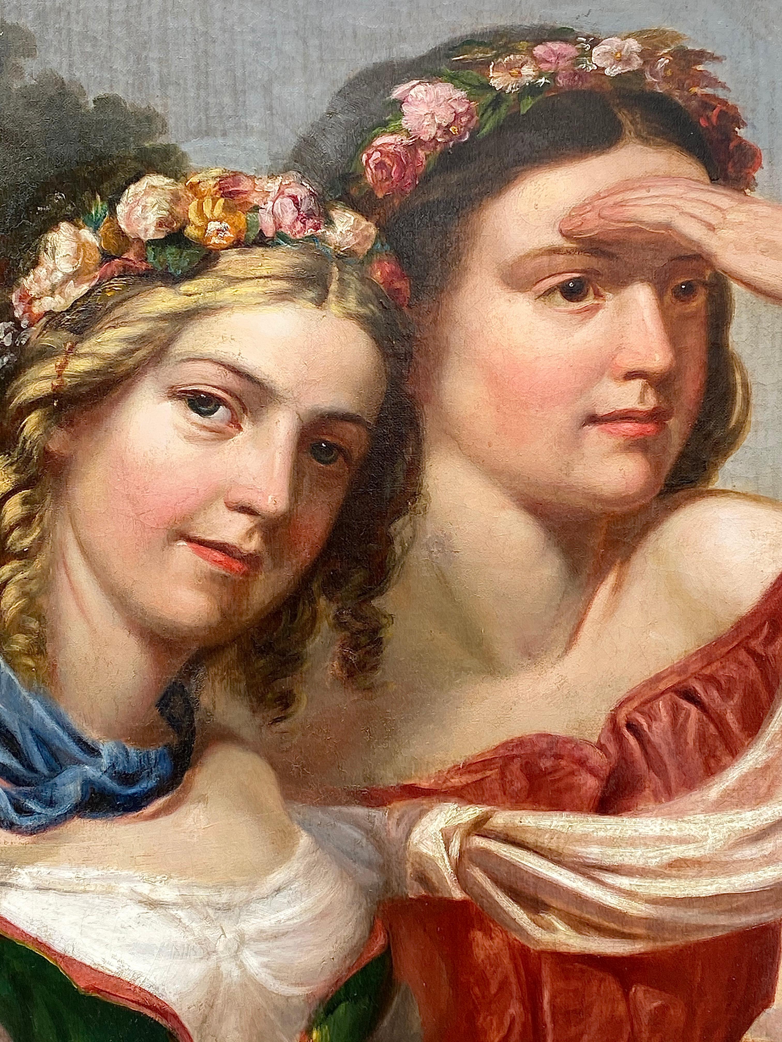 Geblümte bayerische Blume Mädchen (Braun), Figurative Painting, von Unknown