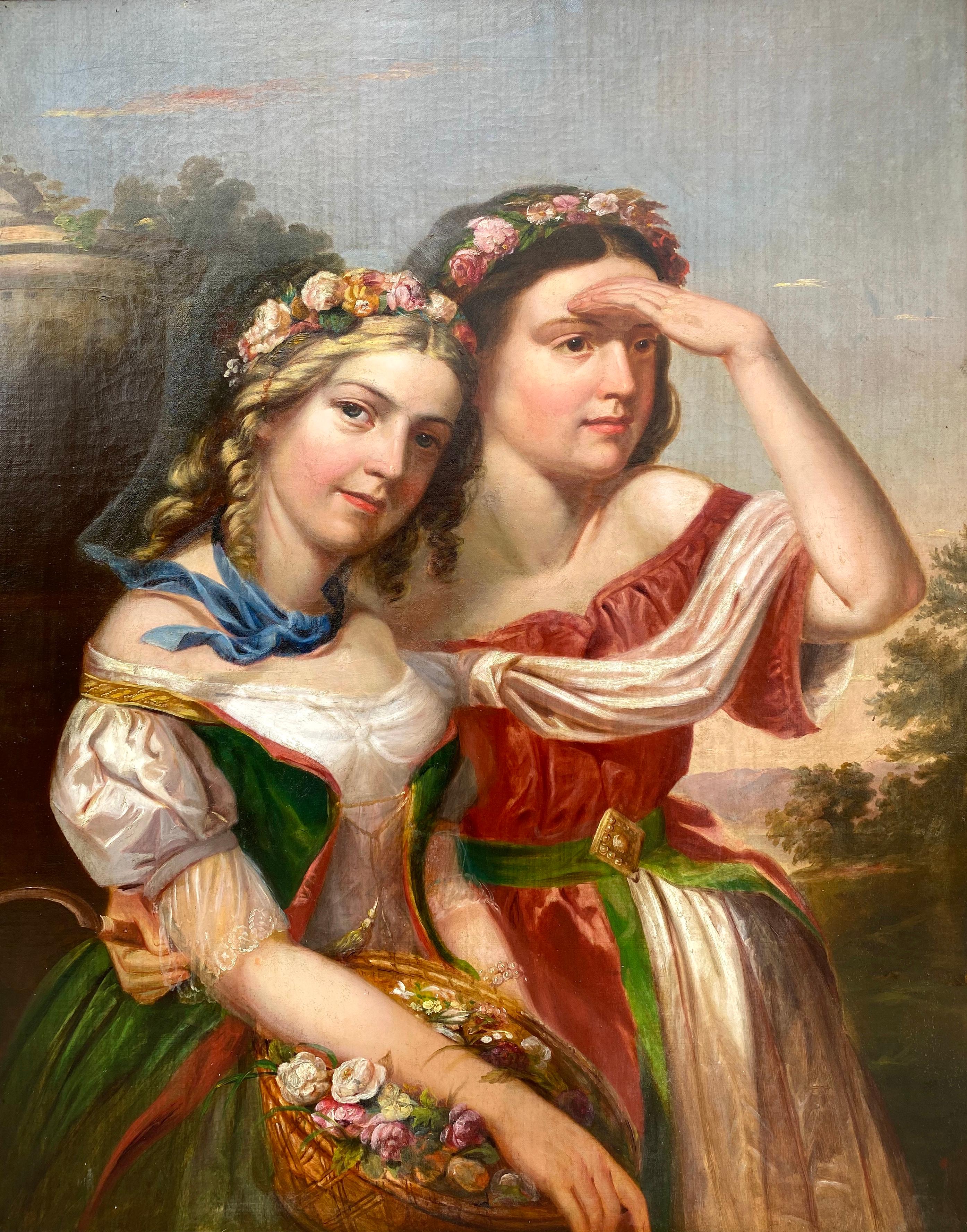 Figurative Painting di Unknown - "Ragazze dei fiori bavaresi"