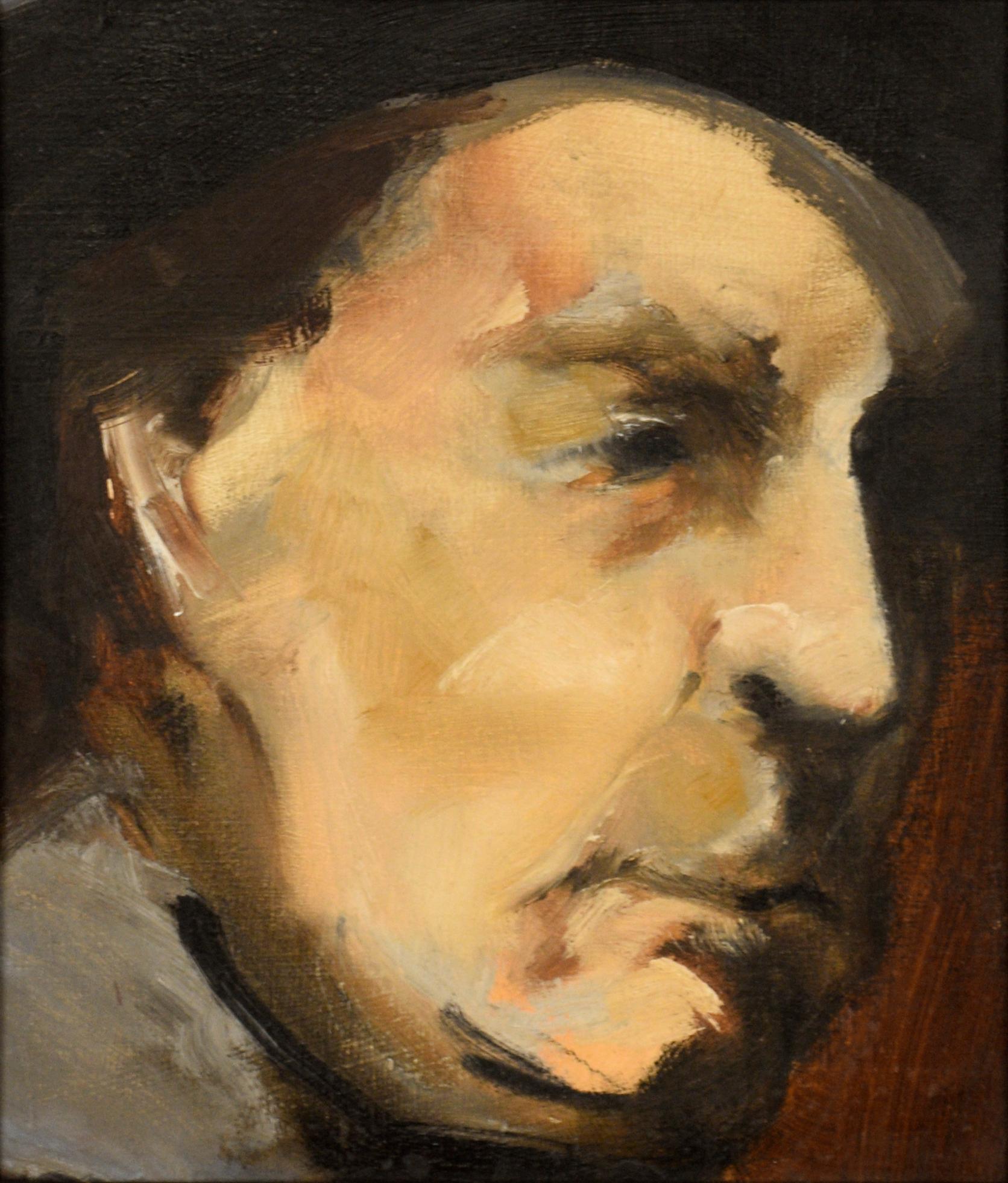 Bay Area Figurative Portrait of a Man in Oil on Masonite Francis Bacon - Painting by Unknown