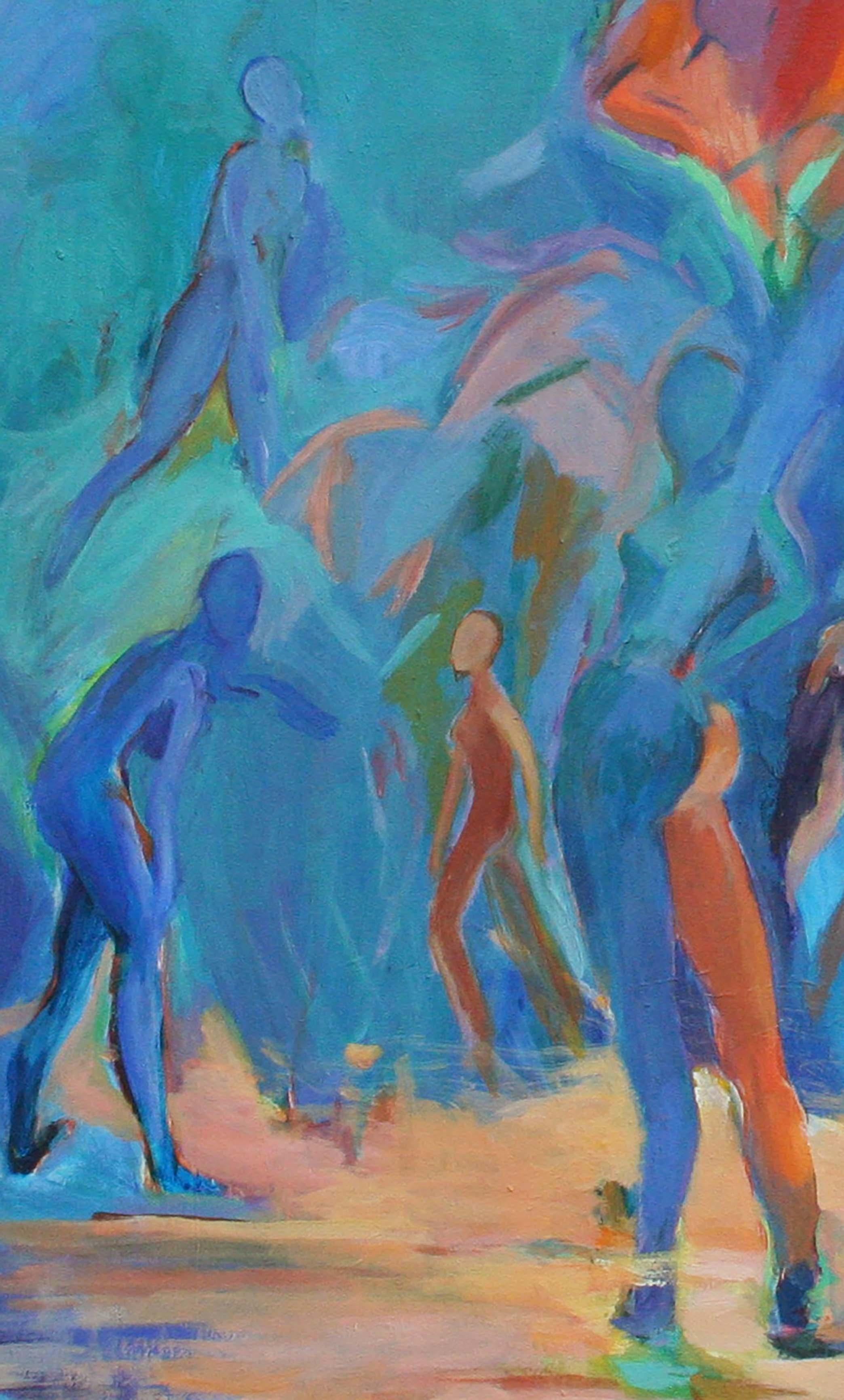 Bailarinas modernas de mediados de siglo Figuración abstracta, Escuela figurativa de la Bahía de San Francisco Años 60 - Figurative Painting Gris de Unknown