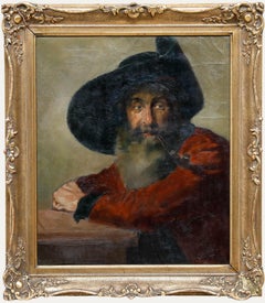 Bazel - Framed 1946 Oil, Portrait of a Man with Pipe